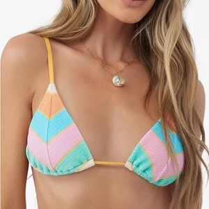 O'neill Mayan Stripe Caicos Cayó Swim Top Medium NWT